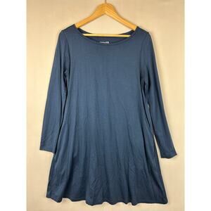 Wool& WoolAnd Rowena Merino Wool Swing Dress Long Sleeve Blue Women's Size M